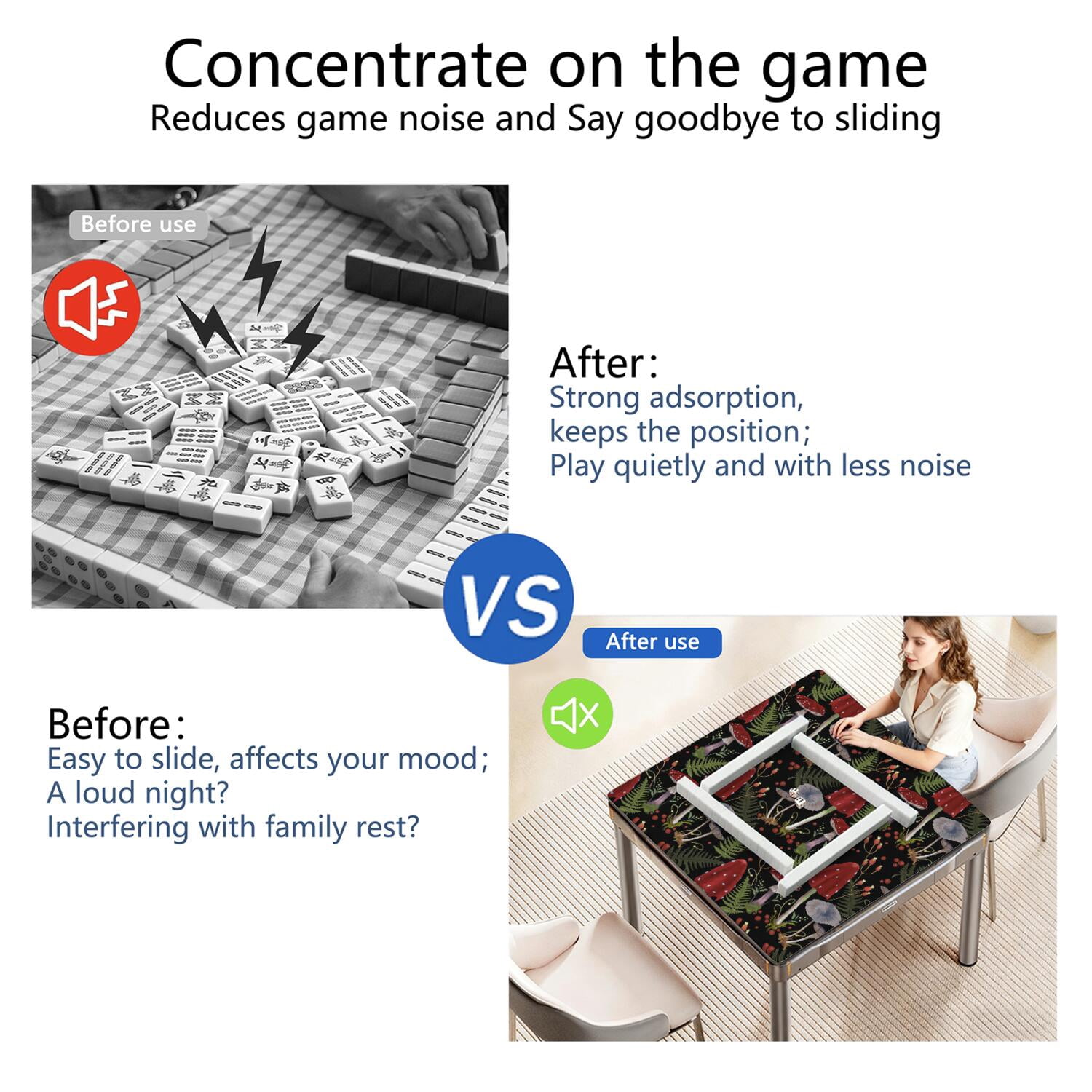 31.5 Inch Botanical Plants Mahjong Playing Mat Constructed from High Quality Rubber with Anti-Slip Properties and Noise Reduction Features for Card Games Board Games