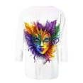 thumbnail image 5 of QATAINLAV Sales Prime Mardi Gras Shirts for Women 3/4 Sleeve Mask Graphic Blouse 3D Print Carnival Themed Funny Party Tee Tops Parade Tshirt Multicolor M, 5 of 6