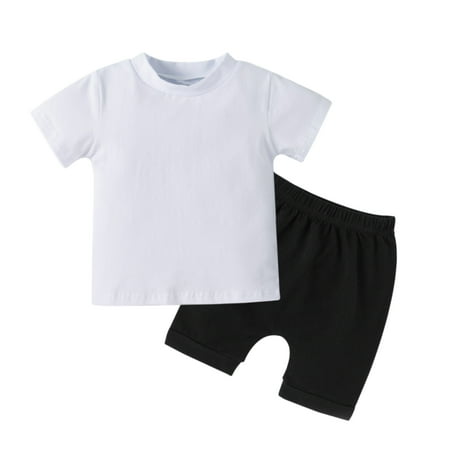 

2PCS Toddler Baby Boy Clothes Solid Color Sets Casual Outfit