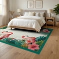 thumbnail image 3 of ODIKA 6'x9' Washable Area Rug Easy Care, Non-Shedding, Flamingo Summer Welcome With Tropical Foliage And Repeating Border for Queen Size Bedroom Under Bed Master Suite, 3 of 7