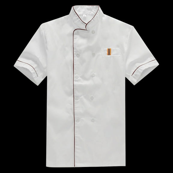 Supvox Men's Chef Shirt Costume White Chef Coat Short Sleeve Cotton 1Set Unisex Breathable Bakery for Cooking