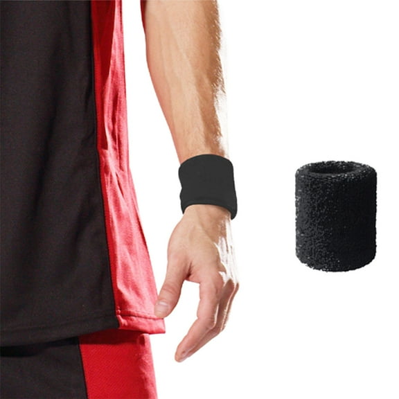 Pebbuoy 2Pcs Sports Wristband Solid Color Workout Wrist Band,Men Women Wrist Sweat Bands Absorbent Cotton Breathable Sweatband for Tennis