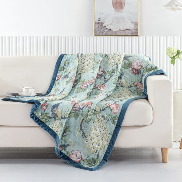 Manta acolchada Greenland Home Pavona Enchanted Garden Jade