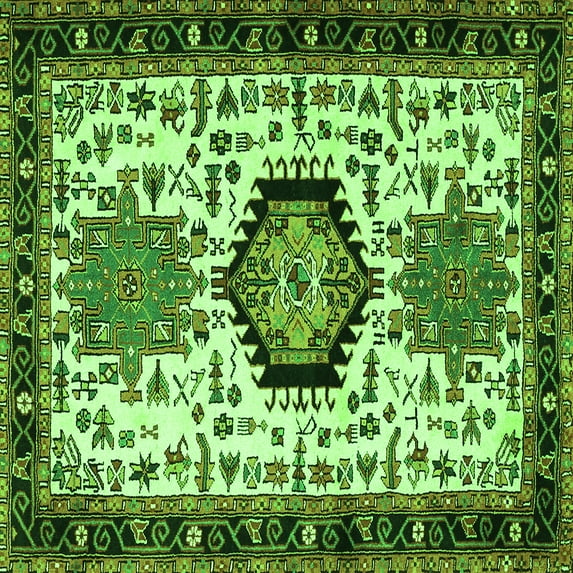 Ahgly Company Indoor Square Persian Green Traditional Area Rugs, 7' Square