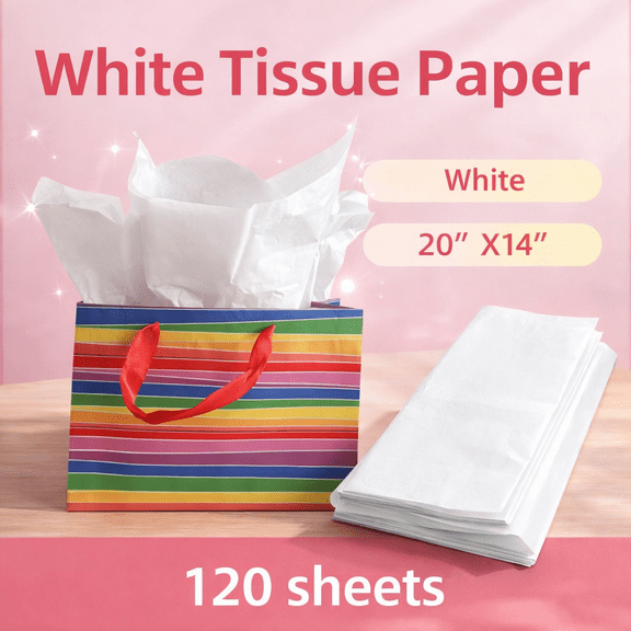 240 Sheets in White Gift Tissue Paper Set for Christmas, Birthdays, Holidays, and All Occasions, Valentine, DIY Easter 20"x14" in Sheet Size