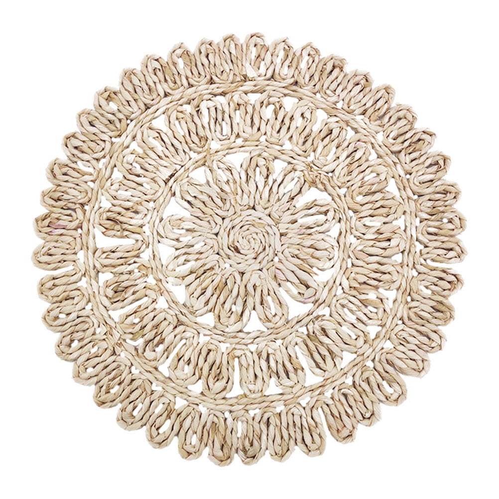 Weave Placemat Corn Husk Round Coaster Hot Insulation Pad Weaved Tableware Mat