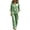 Green, variant on LEKWK Vacation Outfits for Women Plaid 2 Piece Lounge Set Ruffle 3/4 Sleeve Button Front Top and Wide Leg Pants Matching Outfits Home Sleepwear