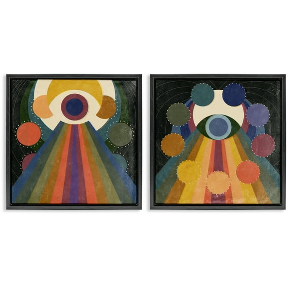 Stupell Industries Spiritual Eye Boho Shapes Religious & Spiritual Painting Black Floater Framed Canvas Art Print Wall Art, 18 x 18, Set of 2