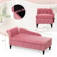 thumbnail image 5 of ACMEASE Velvet Lounge Chair with Storage Button Tufted Right Armrest Lumbar Pillow, Pink, 5 of 7