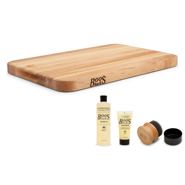 John Boos Planche à Découper et Set d'Entretien Réversibles en Bois d'Érable 18 x 12 Pouces