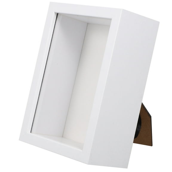 Worgeous Wooden Shadow Box with Glass Window Retro Keepsake Display Frame for Butterfly Specimens Dried Flowers Medals and Photos White