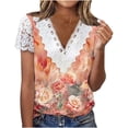 thumbnail image 3 of TaTaai Spring Floral Pattern Pullover for Women, V Neck Short Sleeve Casual Loose Fit Top, Lightweight Everyday Blouse for Warm Weather Outfits & Daily Style Gift, 3 of 5