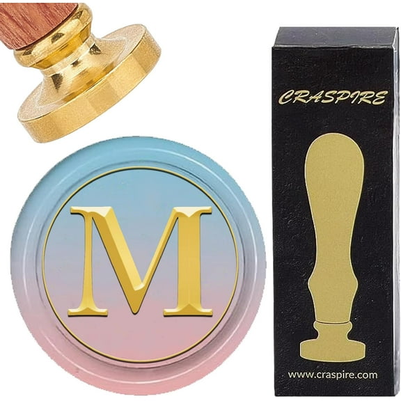 Brass Wax Seal Stamp with Rosewood Handle for DIY Scrapbooking Letter M 25mm