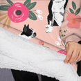 thumbnail image 3 of Oversized Wearable Blanket Hoodie,Boston Terrier Dog and Flower Florals Sherpa Blanket Hoodie with Super Pockets,Super Warm Fuzzy Pullover for Women & Men, 3 of 6