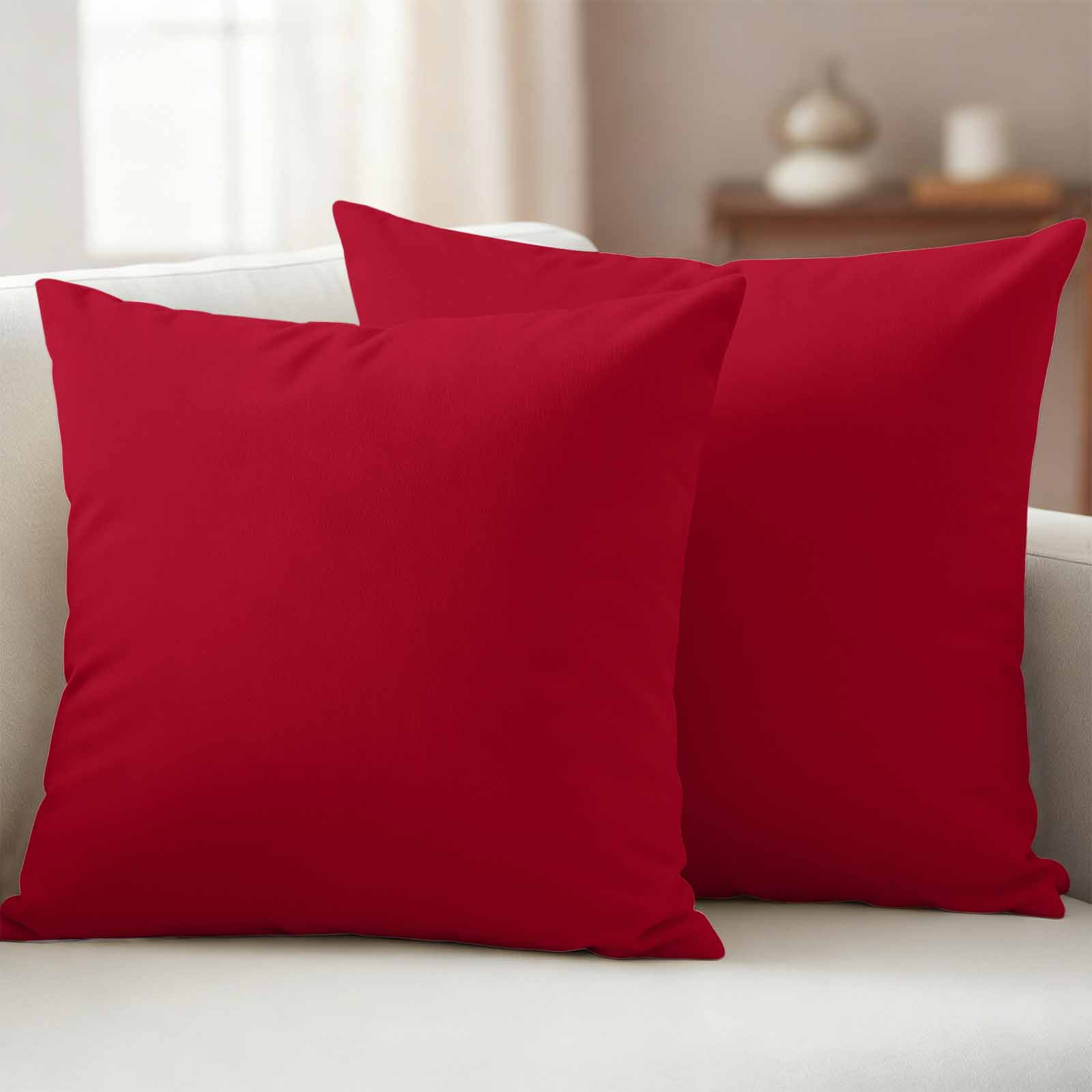 Outdoor Pillow Covers Red Pure Color Waterproof Pillow Cases 18x18 Set of 2, Watercolor Throw Pillow Cover Pillowcase for Patio Balcony Couch Garden