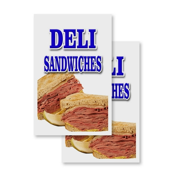 Deli Sandwiches (2-PACK) 24" x 36" Vinyl Decals | Sign Insert Peel & Stick Decals Stickers Window Signs