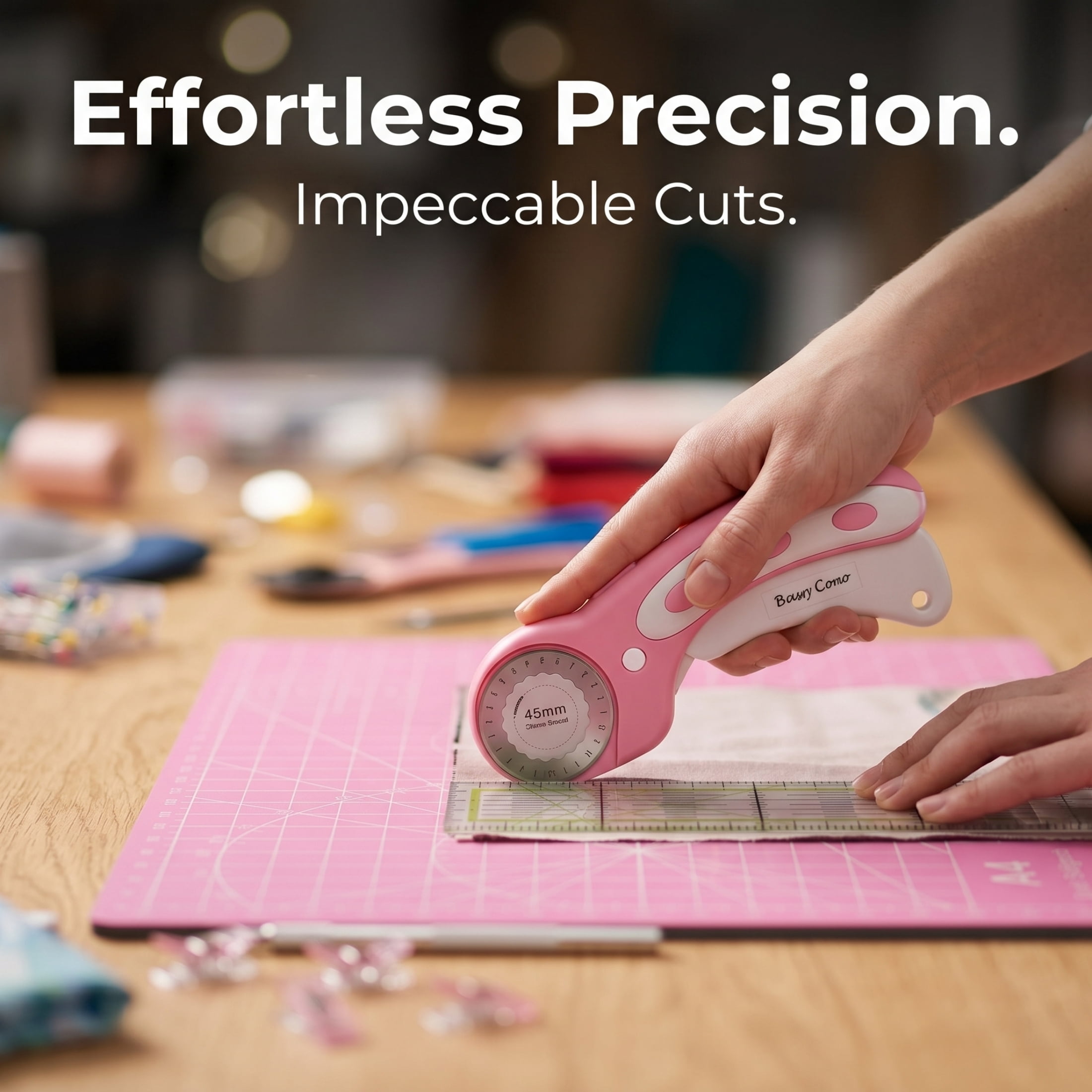 45mm Rotary Cutters Set -Rotating  Fabric Cutting Tool Set with 5 Blades, with A4 Self Healing Cutting Mat, Acrylic Ruler and Sewing Clip, Positioning Needle, Cutting Knife ,Suitable for DIY Crafting