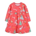 thumbnail image 2 of Godderr Baby Girls Christmas Dress for Toddler Kids Crewneck Dress Printing Dress Casual Cotton Long Sleeve Dresses for 1-8Y, 2 of 5