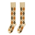 thumbnail image 2 of Chaussettes Femme en Pur Coton Automne et Hiver Bas Chauds en Forme de Losange Bas Longueur Genou Bas Bas de compression Brun, 2 of 3