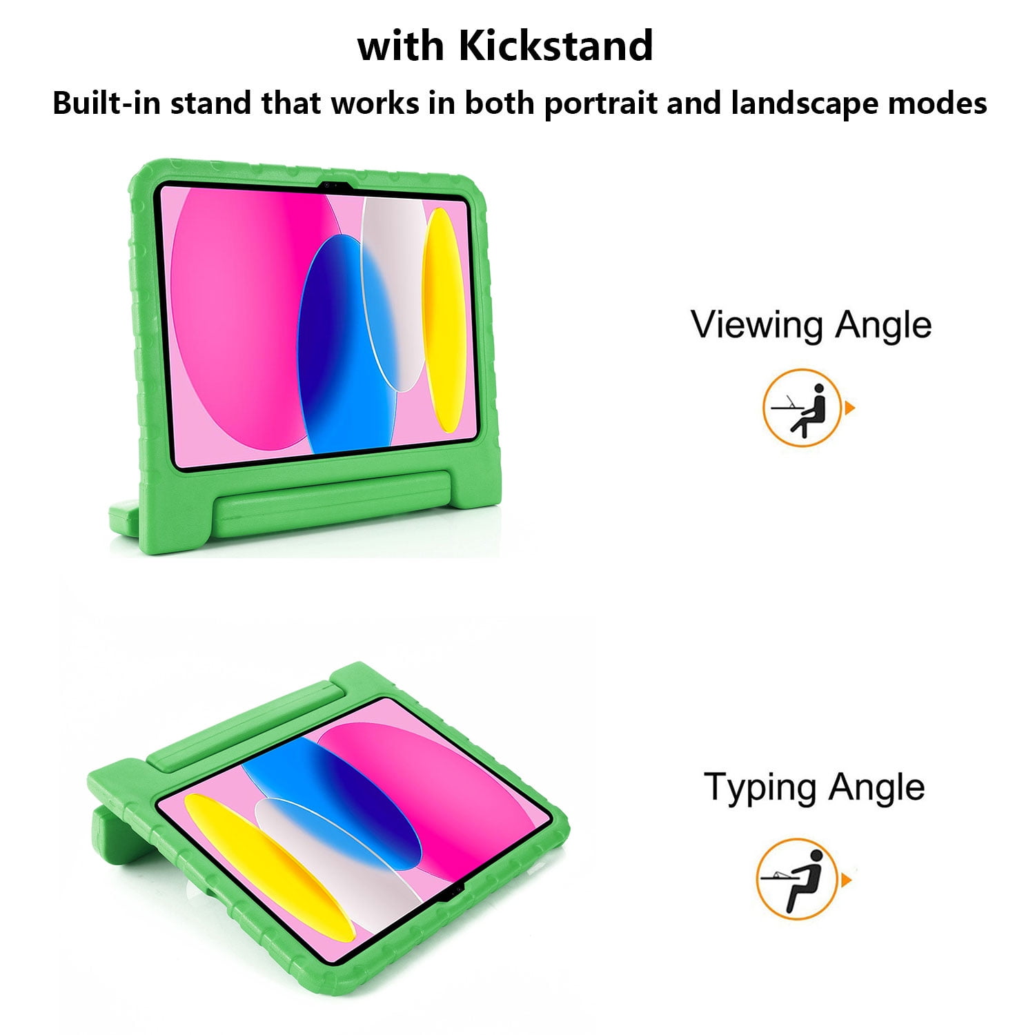 Tarise Kids Case for Apple iPad 10th Generation 10.9 inch 2022 with Pencil Holder/Foldable Convertible Handle/Kickstand Slim Lightweight Kid-Proof Soft EVA Foam Shockproof Rugged Stand Cover, Green