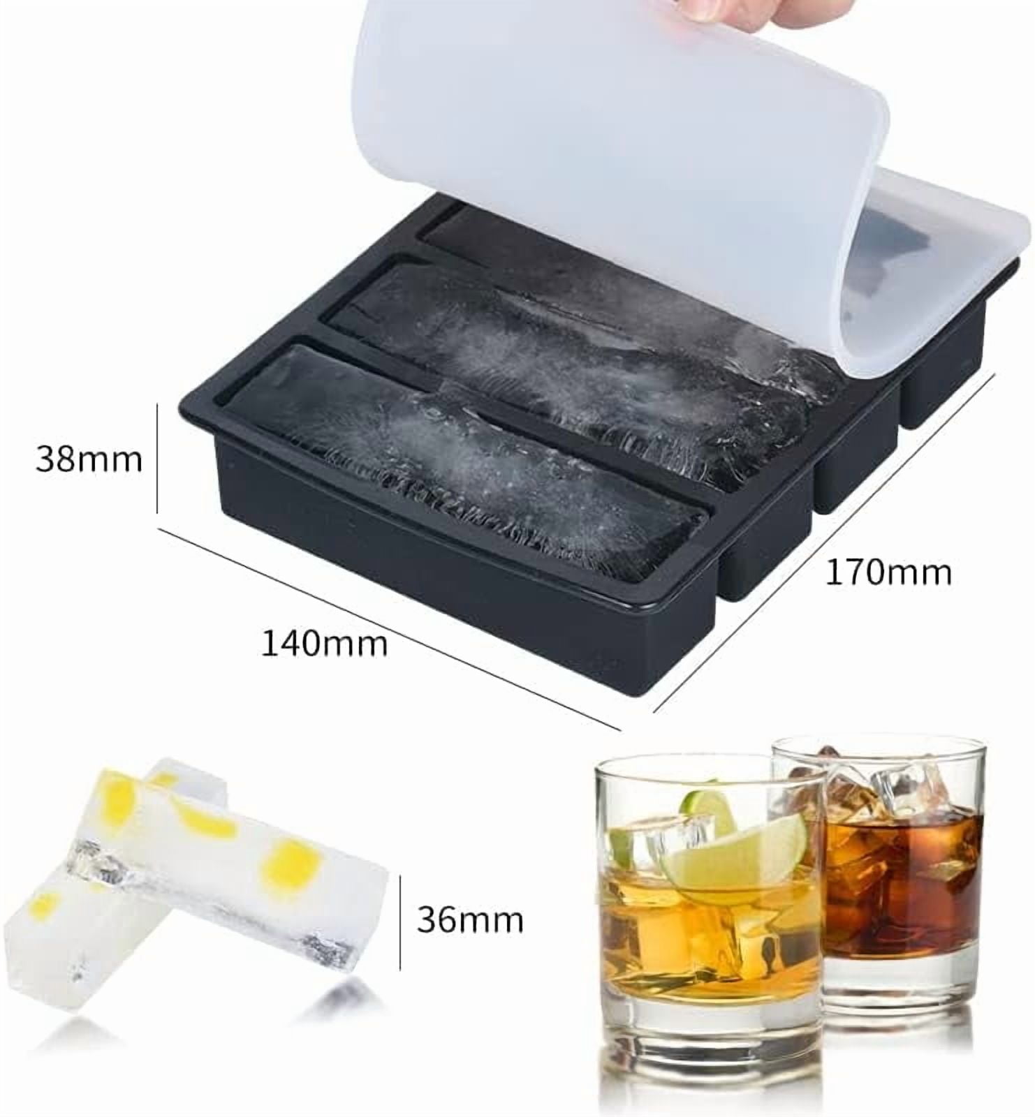 Large and Long Ice Cube Tray 2 Pack Silicone Freezing Container Sticks with Lid for Whiskey, Water Bottle, Food Leftovers and Baking