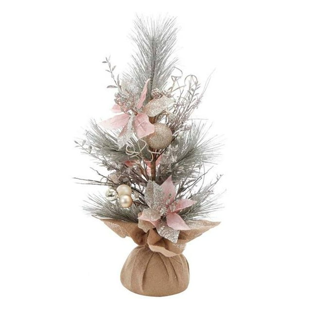 Kurt S. Adler TR0616 24 in. Pink Poinsettia & Gold Decoration Tree