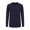 thumbnail image 6 of Fartey Women's Thin Knit Sweater Dressy Casual V Neck Pullover Sweaters Lightweight Comfortable Fall Solid Color Long Sleeve Sweaters Navy XXL, 6 of 7