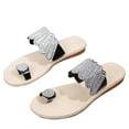 thumbnail image 4 of BLTIBY 2025 Summer Sandals for Women Orthopedic Sandals Rhinestone Flat Sandals Comfortable Ring Toe Slippers Beach Shoes Black 35, 4 of 9