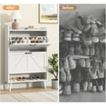 thumbnail image 5 of Shoe Storage Cabinet for Entryway, Set of 2, Hidden Shoe Cabinet with 2 Flip Drawers, Narrow Slim Shoe Cabinet for Hallway, Free Standing Wooden Shoe Organizer Shoe Rack, White, 5 of 16