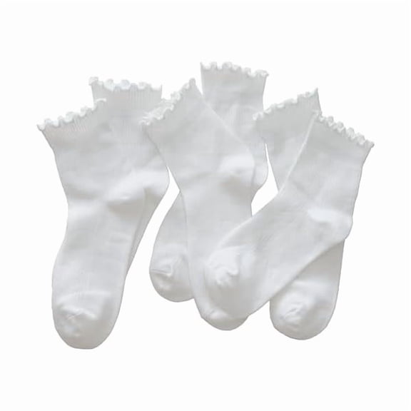 Eryueer Ruffle Socks for Women – Soft Cotton Frilly Ankle Socks, Cute, Breathable & Comfy, 6 Pairs