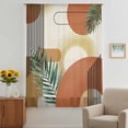 thumbnail image 3 of Boho Geometric Sheer Curtains 96 Inches Long, Farmhouse Orange Abstract Leaves Stripes Light Filering Curtains, Privacy Drapes Simi Floor to Veiling Curtain for Living Room Bedroom Window Treatment, 3 of 9