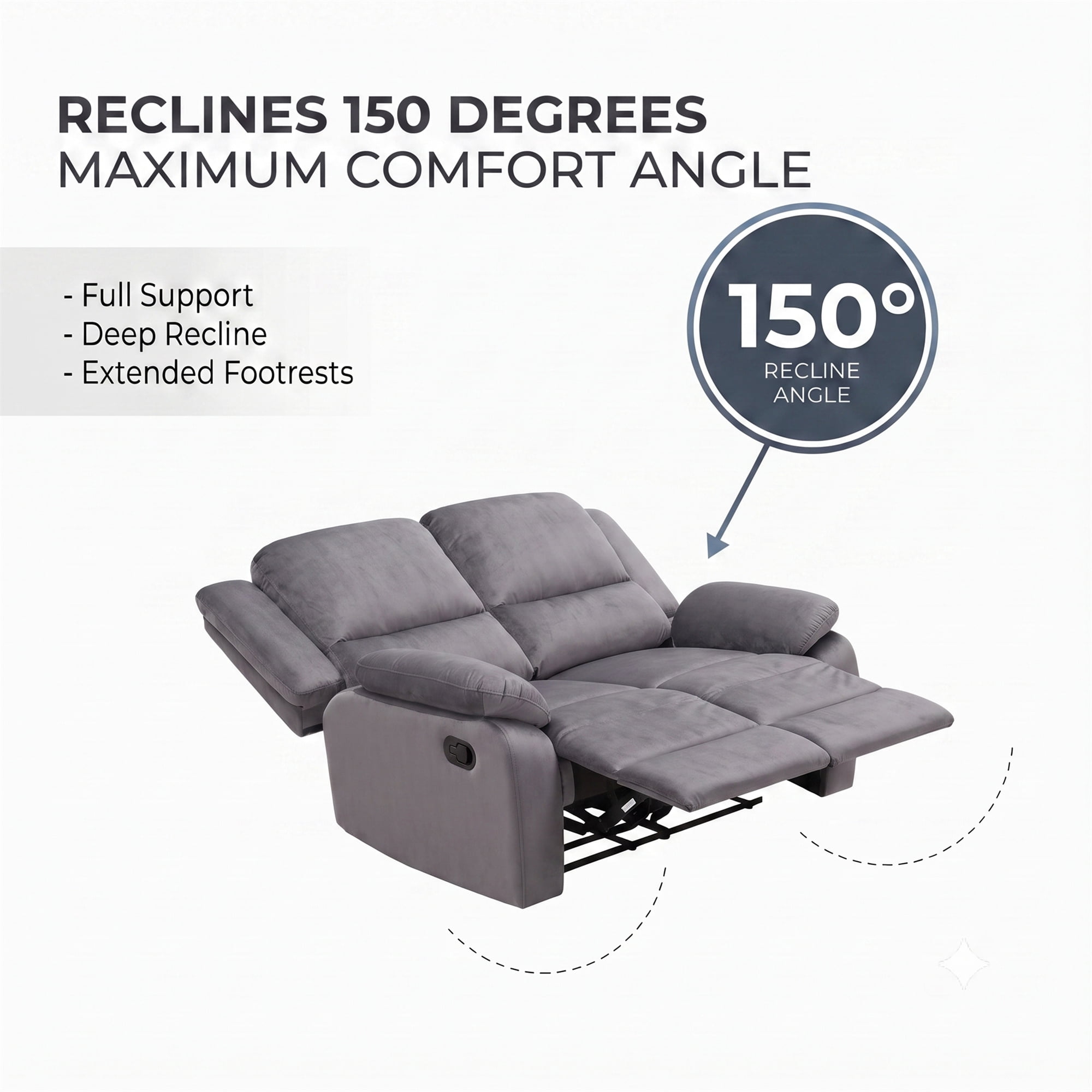 Grey 2-Seat Reclining Loveseat - Modern Microfiber Couch