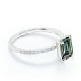thumbnail image 3 of JeenMata Solitaire 1.25 Carat Emerald Cut Lab Created Alexandrite and Moissanite Semi Eternity Pave Engagement Ring - 18k White Gold over Silver, 3 of 4
