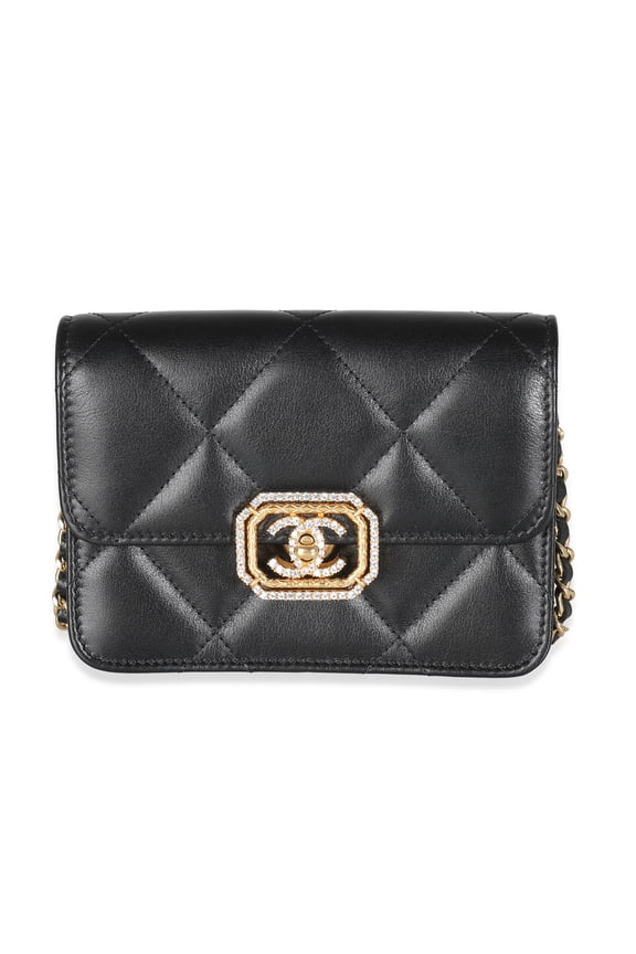 Pre-Owned ChanelBlackQuiltedCalfskin Strass Mini Flap Bag