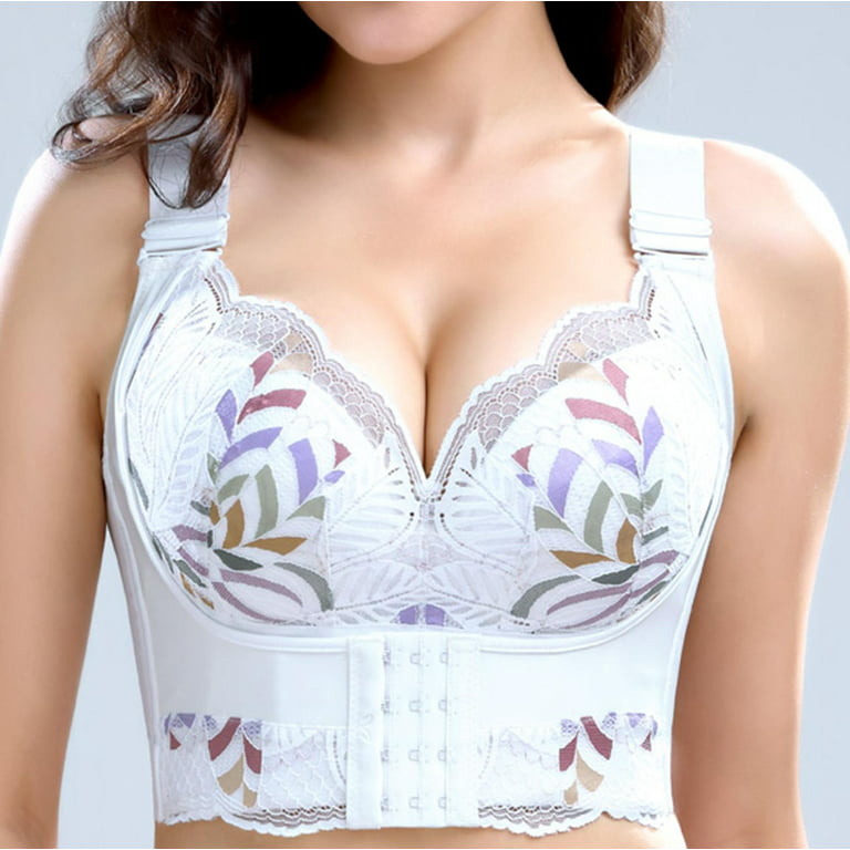 Mrat Clearance Bras for Women Clearance Women's Underwear Thin Large No  Sponge Side Collection Breathable Upper Collection Auxiliary Breast  Gathered No Wire Bra Long Line Sports Bra 6 White 40AB 