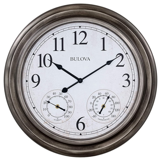 Reloj de Pared Bulova C4125 Block Island con Termómetro e Higrómetro
