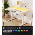 thumbnail image 4 of Sofanext U Shaped Electric Standing Desk  with Keyboard Tray, 48 Inch Height Adjustable Desk with Power Outlets & LED Lights, Writing Computer Desk with Monitor Stand for Home Office, White, 4 of 8