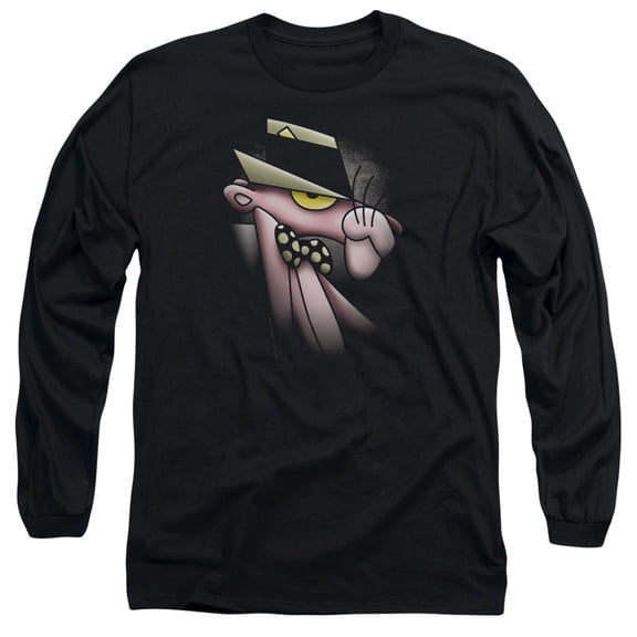 Pink Pantherooth Panther Long Sleeve Adult 18/1 T-Shirt Black