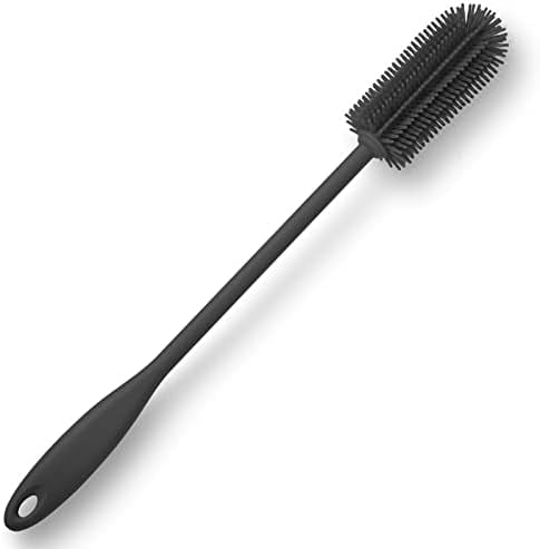 Silicone Bottle Brush, Water Bottle Cleaner Brush with Long Handle, Perfect for Cleaning Narrow Neck Containers, Vacuum Sports Bottle, Tumblers, Flask, Glassware (1 Pack, Charcoal)
