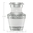 thumbnail image 3 of Reminded Small Cremation Memorial Urn for Human Ashes, White and Silver Miniature Keepsake Urn with Velvet Case, 3 of 6