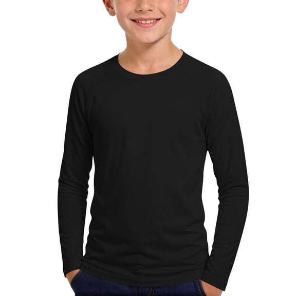 Kids Long Sleeve Shirts Quick Dry Sun Protection Workout Gym Tops Crewneck Breathable Comfy Sports Tops for 5-14 Years