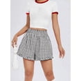 thumbnail image 3 of ZAXARRA Women Lounge Shorts Elastic Low Waist Plaid Short Pajamas Bottom Summer Casual Boxer Short Streetwear, 3 of 9