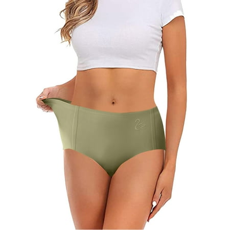 Rigardu Hot Sale!! Underwear for Women Mid Waist Panties Full Coverage Briefs Soft Strech Ladies Breathable Panties Womens Large Ice Silk Comfortable Underwear Trackless Mid Solid Underwear