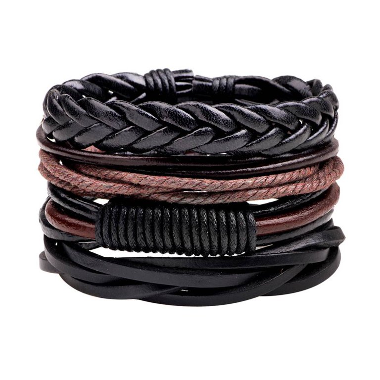 Braided Leather Bracelet Men, Rustic Leather Mens Bracelet, Gift