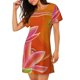 thumbnail image 2 of Easygdp Orange Flower Psychedelic Camisón de manga corta para mujer, informal, estampado, 2 of 6