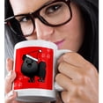 thumbnail image 2 of 3drose, Cute Black Pomeranian Red with Santa Hat, 15oz Mug, 2 of 6