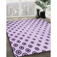 thumbnail image 2 of Ahgly Company Indoor Round Patterned Purple Flower Purple Area Rugs, 5' Round, 2 of 6