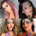 thumbnail image 3 of 5 Pieces Rhinestone Mermaid Face Jewels Tattoo - Body Stickers Crystal Tears Gem Stones Bindi Temporary Stickers (Style 4), 3 of 5