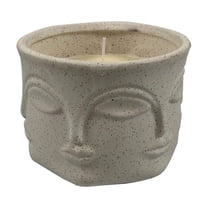 Handmade Resting Face Ceramic Candle Bowl with Floral Scent - 9 Oz Decorative Candle for Home Decor & Relaxation
