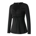 thumbnail image 4 of xiaxaixu Women Spring Autumn A-line Tops Solid Color Long Sleeve Ruffle Trim Casual T-shirt, 4 of 9